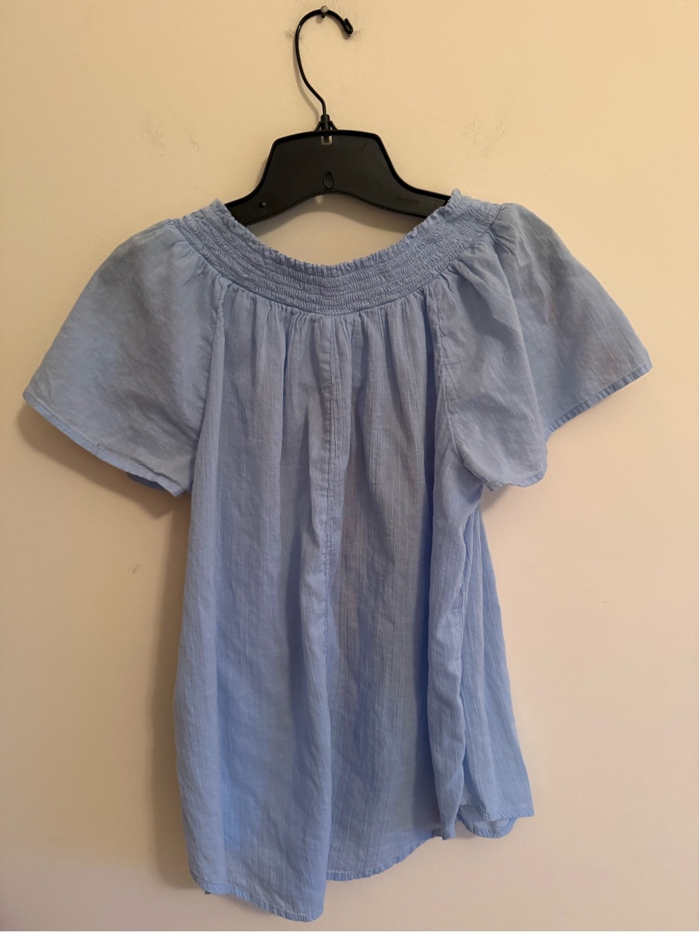 Liz Claiborne Light Blue Off-Shoulder Top with Red Floral Embroidery - Picture 3 of 3
